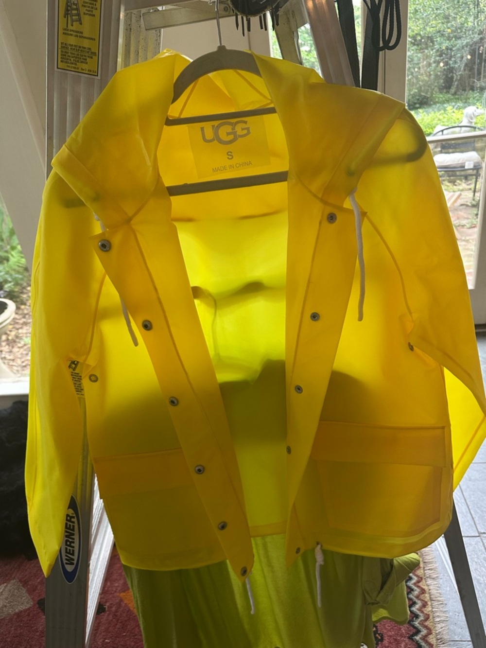 UGG Bright Yellow Hooded Rain Trench Coat